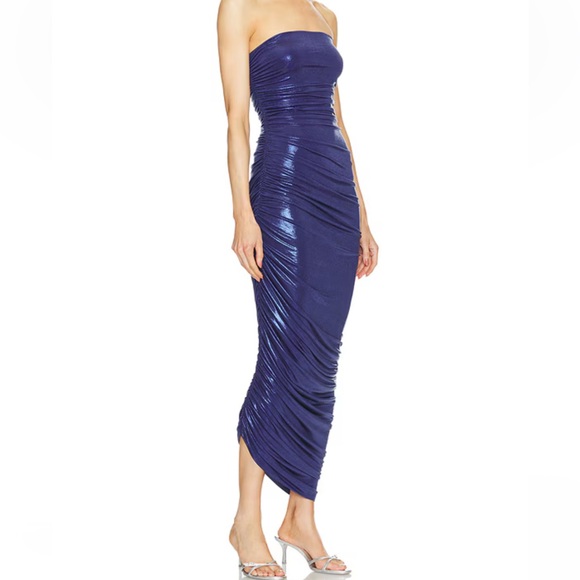 Norma Kamali Strapless Diana Gown in Military Blue size Large New $265 - Picture 7 of 16